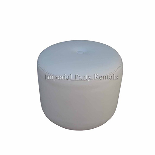 White 21“ Round Ottoman